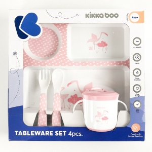 KikkaBoo Set posuđa 4 dela Flamingo Pink - Img 3