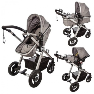 Kolica za bebe "X-cross" 2 in 1 Tamno-Siva, set sa autosedištem