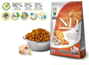 N&D Suva hrana Pumpkin Medium and Maxi Adult Codfish-Orange 12 kg