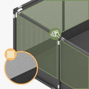Prikaz kvalitetne i jednostavne za čišćenje mrežaste tkanine na ogradici Tulano Cozy 28 Graphite