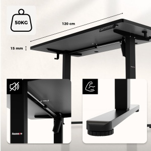 Huzaro Hero 8.1 Black Gejmerski električni sto 120x60cm sa regulacijom visine - Img 3