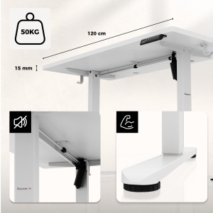 Huzaro Hero 8.1 White Gejmerski električni sto 120x60cm sa regulacijom visine - Img 3