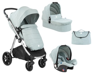 Kikka Boo Kolica za bebe Ugo 3u1 set sa autosedištem i tvrdom korpom - Mint
