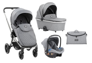 Kikka Boo Kolica za bebe Vicenza 3in1 set sa autosedištem i tvrdom korpom - Siva - Img 4