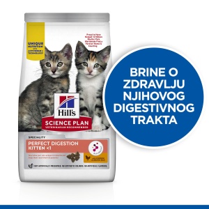 Suva hrana za mačke Hill's Science Plan Perfect Digestion Kitten sa Piletinom i Smeđim pirinčem 1,5 kg - Img 3
