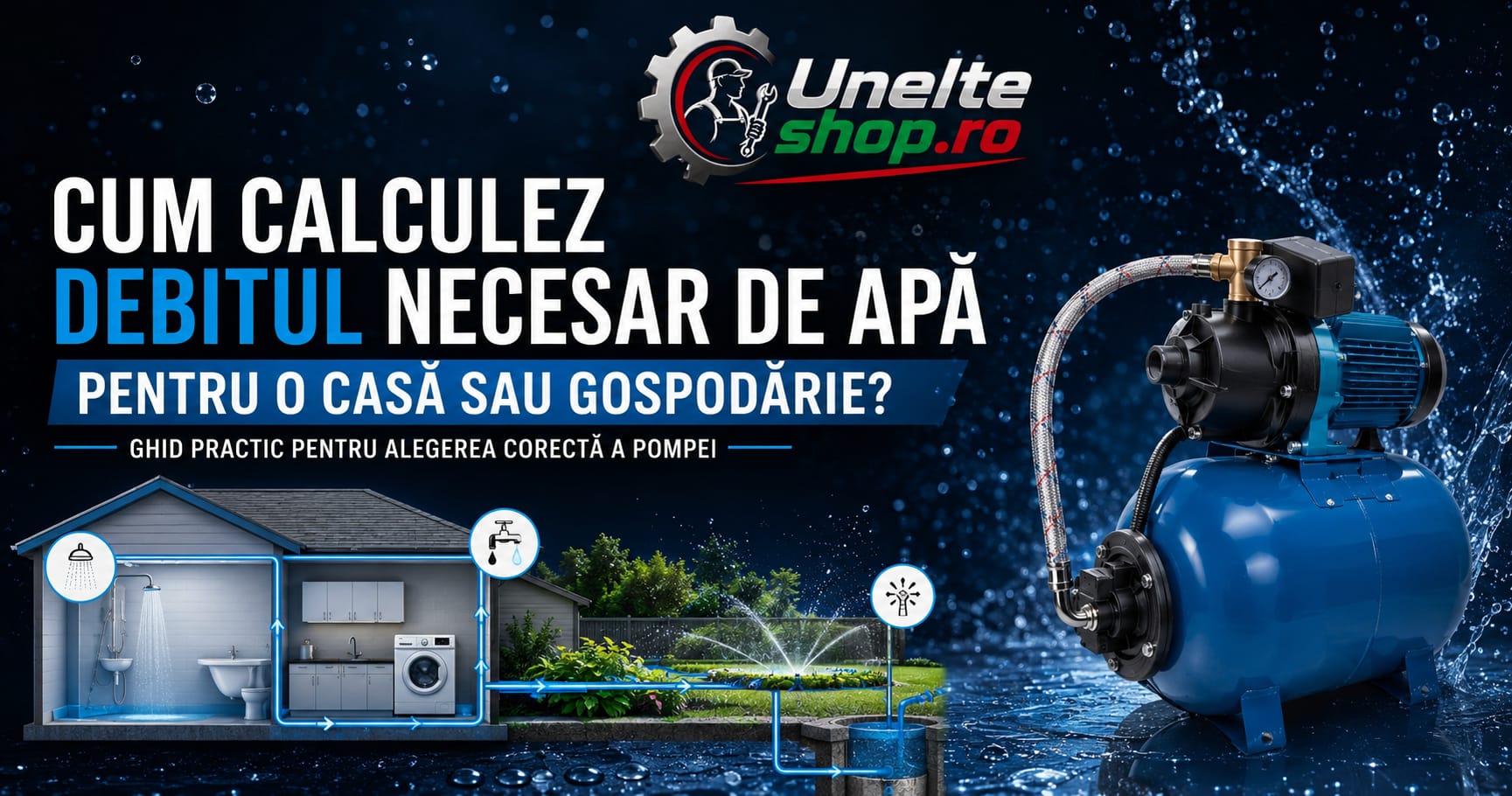 Cum calculez debitul necesar de apă pentru o casă sau gospodărie? Ghid complet pentru alegerea pompei în 2026