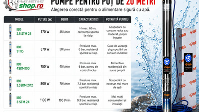 Pompe pentru puț de 20 metri - alegerea corectă pentru o alimentare sigură cu apă