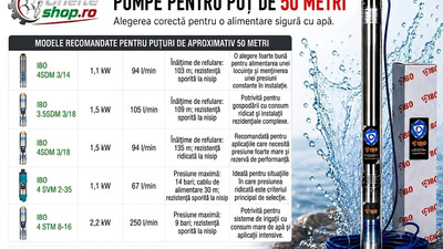 Pompe pentru puț de 50 metri - alegerea corectă pentru o alimentare sigură cu apă