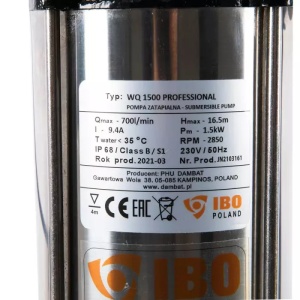 Pompa Apa Murdara, IBO WQ 1500 PROFESSIONAL, 1500 W, 700 l/min, H Refulare 17 m, cu plutitor - Img 4