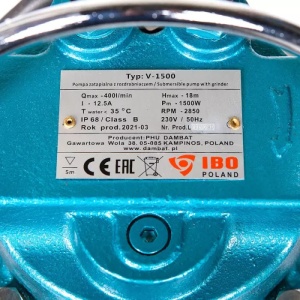 Pompa Apa Murdara Profesionala, IBO V-1500, 1500W, 400 l/min, H-18m, cu Cutit Tocator, Plutitor si Protectie Termica Externa - Img 4