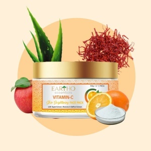 Mască de Față Eartho Essentials VITAMIN C cu Extract de Măr, Aloe Vera & Șofran