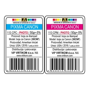 IIMAC-AMERICAN INK JET CORPORATION USA CANON PIXMA PHOTO 113CPC/113CPM/BCI-3E, BCI-6
