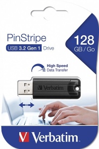 VERBATIM 128GB DRIVE 3.2 PINSTRIPE BLACK 49319
