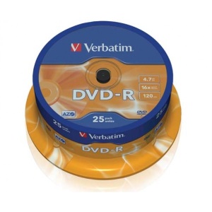 VERBATIM 4.7GB 16X 43522 MATT SILVER AZO/CAKE 25