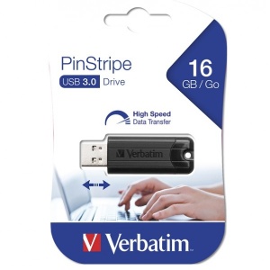 VERBATIM 16GB DRIVE 3.2 GEN1 PINSTRIPE BLACK 49316