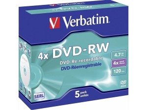 VERBATIM 4.7GB 4X 5 PACK JEWEL CASE 120MIN