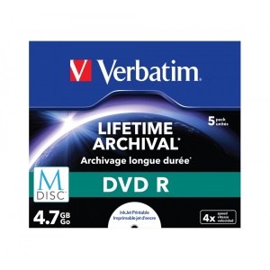 VERBATIM M-DISCKAMENI" PRINTABLE 4.7GB/4X 43821 JEWEL CASE"