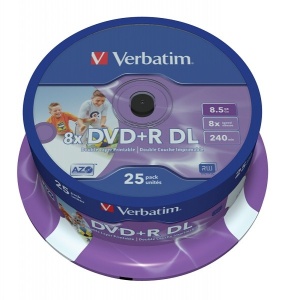VERBATIM PRINTABLE 8.5GB DVD+R DL 8X 43667