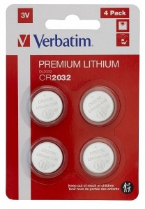 VERBATIM CR2032 LITHIUM 3V-BLISTER 4 KOMADA 49533