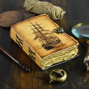 Jurnal Vintage din Piele Grimoire – Model Corabie - Img 3