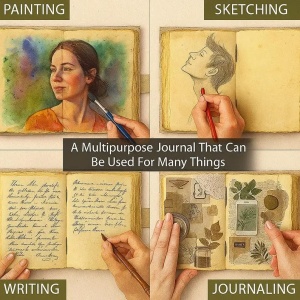 Jurnal Vintage din Piele Grimoire – Model Flori și Colibri - Img 4