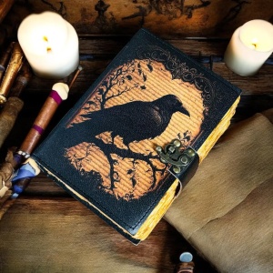 Jurnal Grimoire din Piele – Model Gothic Raven Shadow - Img 2