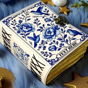 Jurnal Vintage din Piele Grimoire – Model Flori și Colibri