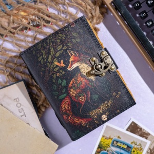 Jurnal din Piele Naturală – Ediție "Spiritul Pădurii" cu Ilustrație Vulpe - Img 3