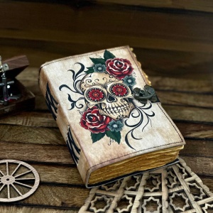 Jurnal Vintage din Piele Grimoire – Model „Sugar Skull & Roses” - Img 5