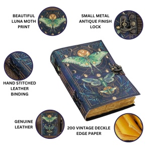 Jurnal Vintage din Piele Grimoire – Model Fluturele de Noapte - Img 4