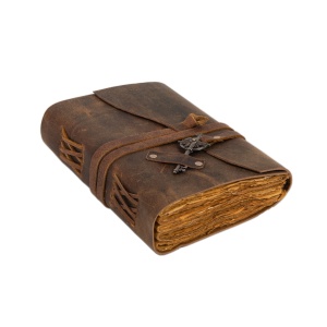 Jurnal Vintage din Piele lucrat manual - Model cu Cheie Antică - Img 5