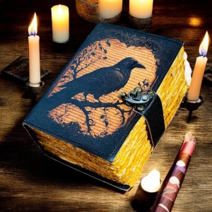 Jurnal Grimoire din Piele – Model Gothic Raven Shadow - Img 3
