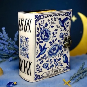 Jurnal Vintage din Piele Grimoire – Model Flori și Colibri - Img 2