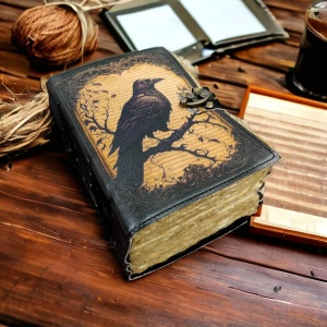 Jurnal Grimoire din Piele – Model Gothic Raven Shadow - Img 4