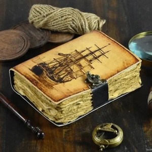 Jurnal Vintage din Piele Grimoire – Model Corabie - Img 2