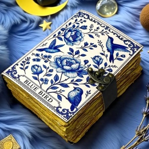 Jurnal Vintage din Piele Grimoire – Model Flori și Colibri - Img 3