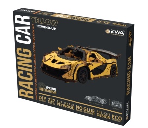 EWA Eco-Wood-Art Mașină de Curse – Puzzle 3D Mecanic din Lemn, 237 Piese