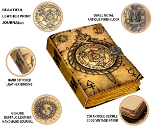 Jurnal Vintage din Piele Grimoire – Model Busolă Antică (Compass) - Img 5