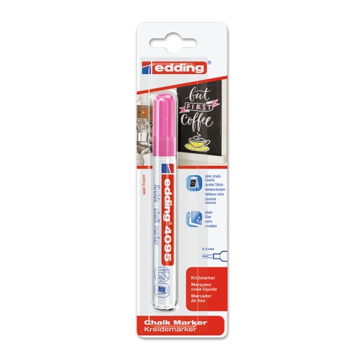Marker Edding 4095 cu creta lichida, varf 2-3 mm, roz, blister - Img 1