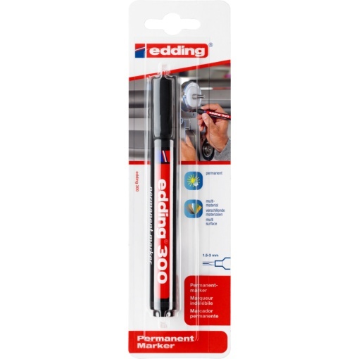 Marker permanent Edding 300, varf 1.5-3 mm, negru, blister - Img 1