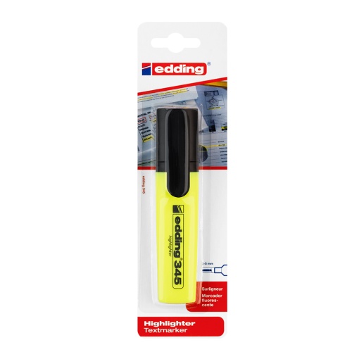 Textmarker Edding 345, varf retezat, 2-5 mm, galben, blister - Img 1