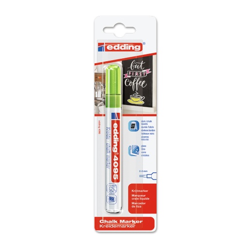 Marker Edding 4095 cu creta lichida, varf 2-3 mm, verde, blister - Img 1