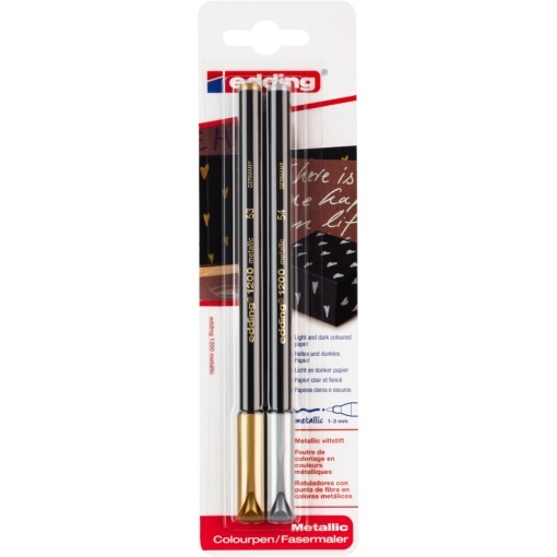 Marker Edding 1200 tip carioca, varf 1-3 mm auriu/argintiu blister - Img 1