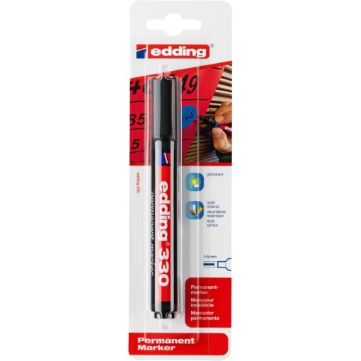 Marker permanent Edding 330, varf retezat 1-5 mm, negru, blister - Img 1