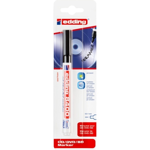 Marker Edding 8400 pentru CD DVD BD, permanent, negru, blister - Img 1