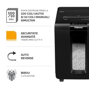Distrugator automat Fellowes Automax 100M, 100 coli, mini cut - Img 2