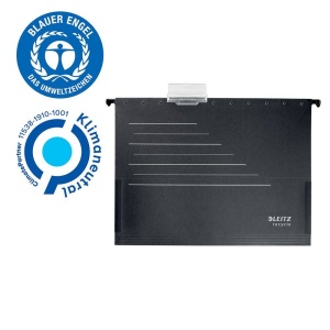 Dosar suspendabil Leitz Alpha Recycle, carton, 100% reciclat, certificare Blue Angel, reciclabil, A4, cu burduf, negru - Img 4
