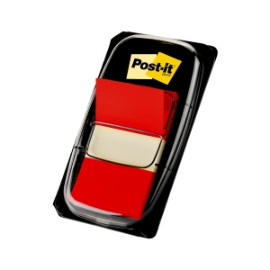 Index Clasic Post-it®, rosu, 25,4 mm x 43,2 mm, 50 file in dispenser, 1 bucata/pachet