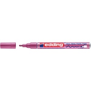 Marker cu vopsea Edding 751, corp aluminiu, varf rotund 1-2 mm, roz metalic