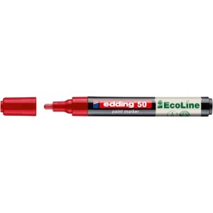 Marker cu vopsea pe baza de apa edding Ecoline 50, corp din plastic reciclat, varf rotund, 2-3 mm, rosu